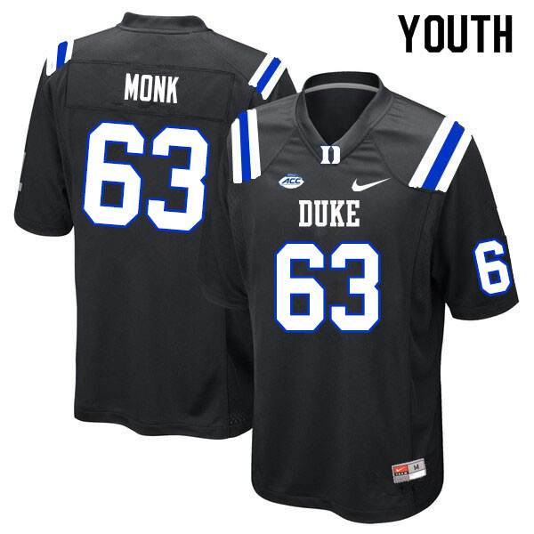 Youth #63 Jacob Monk Duke Blue Devils College Football Jerseys Sale-Black